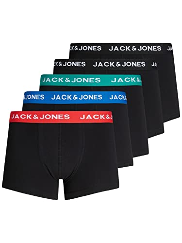 JACK & JONES Herren Boxershorts Unter-Hosen Pants 5er-Pack, Farbe:Schwarz, Größe:S