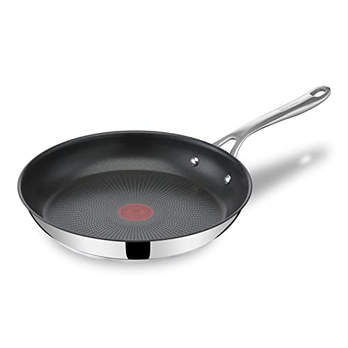 Tefal Jamie Oliver Cook's Direct On Bratpfanne 28 cm, Edelstahlpfanne Induktion, Titanium-Antihaftbeschichtung, Thermo-Signal, backofenfest, Edelstahl, genieteter Griff, E3040644
