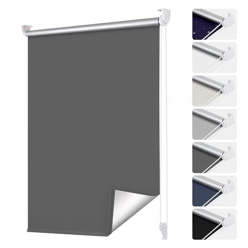 smartdemo Verdunklungsrollo ohne Bohren & mit Bohren, Klemmrollo Fensterrollo Dunkelgrau B45 x H130cm (Stoffbreite45cm), Thermorollo Sichtschutz und Sonnenchutz, Klemmrollo rollos für Fenster & Tür