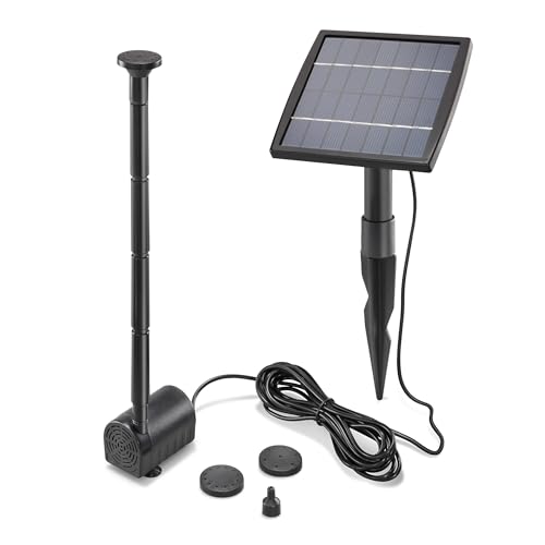 esotec Teichpumpe Wasserspiel Solar-Springbrunnen Kit 1,5/140 pro, Komplettset Sprinklerpumpe, Solarmodul 1,5W, Solarbrunnen für Gartenteich Springbrunnenpumpe, Direktbetrieb 0,8m 140l/h 101905