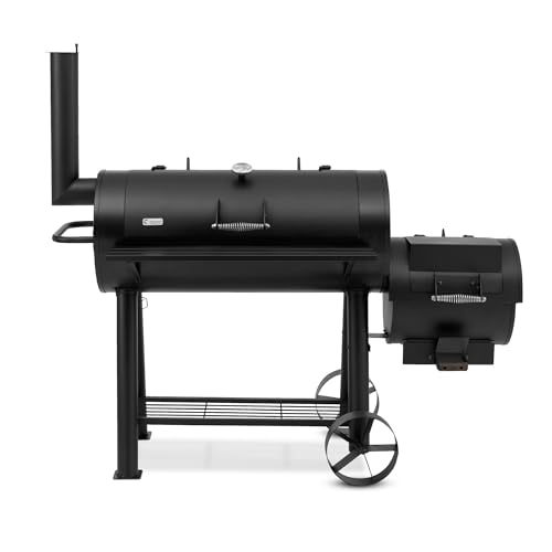 tepro Smoker Milwaukee (Holzkohle-Grillwagen mit Rollen) zum Räuchern, BBQ, Grillen, Neben- und Hauptkammer mit Belüftungsregler und Kamin, Thermometer, Maße ca. 171 x 78,5 x 151 cm