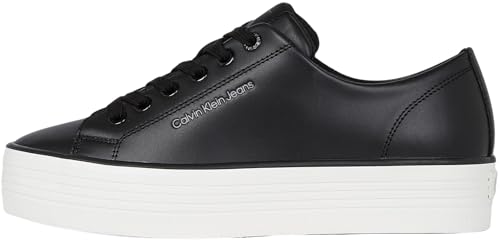 Calvin Klein Damen Vulcanized Sneaker Bold Low aus Leder, Schwarz (Black/Bright White), 39