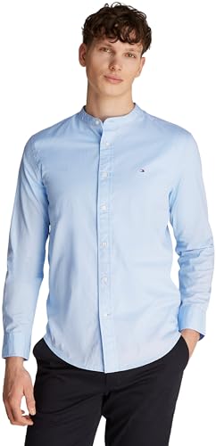 Tommy Hilfiger Herren Hemd Flex Poplin Solid Mao Regular Fit, Blau (Sweet Blue), S