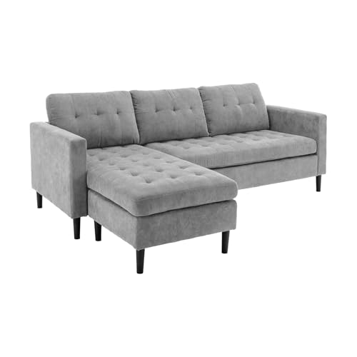 Riess Ambiente Modernes Ecksofa Stockholm 220cm - grau - Cordstoff Federkern 3-Sitzer-Sofa