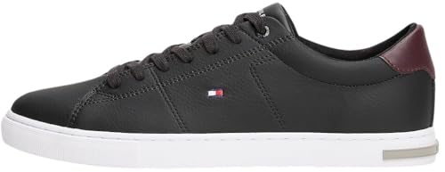Tommy Hilfiger Herren Vulcanized Sneaker Essential Leather Detail Schuhe, Schwarz (Black), 43