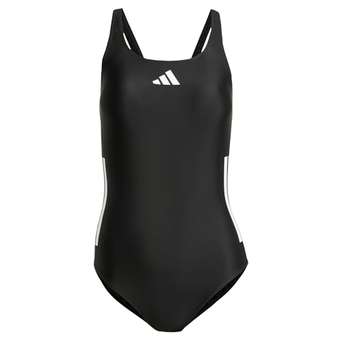 Adidas Damen 3 Stripes C-Back Swimsuit, Black/White, 38