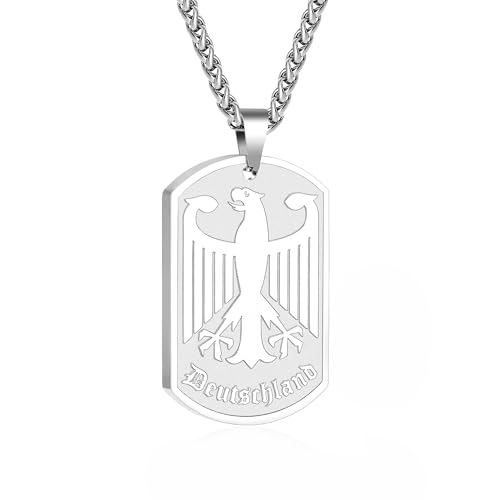 Halora Deutschland Kette Adler Herren, Halskette Herren Silber Edelstahl Bundesadler Herrenkette Männer Geschenke