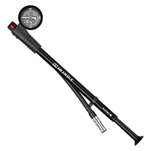 Diyife Federgabel Dämpferpumpe, 300 PSI Hochdruck Mini Stoßdämpfer Pumpe, Gabelpumpe mit Manometer für Federgabel & Heckfederung, MTB, Fahrrad, Rollstuhl, Schrader/Presta - Schwarz