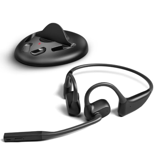 Avantalk Lingo N21 - Open-Ear Kabellos Headset mit Geräuschunterdrückendem Boom-Mikrofon & Ladestation, Wireless Bluetooth Headset für PC, Computer & Handys, Leicht & Bequem