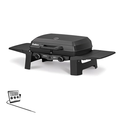 Enders® Gasgrill Urban II inkl. Thermometer, Tischgrill, Grillen-, Kochen- und Backen Funktion, 2 Brenner Edelstahl, Balkon-, Camping-Grill, Aluguss-Gehäuse, Gusseisen-Rost