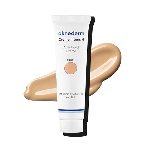 aknederm Creme intens H 30g - Anti-Pickel Creme mit Ölschiefer-Öl und Zink, hautgetönte Intensiv-Pflege zur punktuellen Behandlung bei akuten stark ausgeprägten Hautunreinheiten, getönte Gesichtscreme