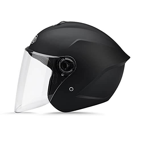 LIONCIANO Motorradhelm Mit Schutzbrille, Jethelm Roller-Helm Scooter-Helm Moped Mofa-Helm, Hat Den Verkehrssicherheitstest Bestanden, Um Die Kopfsicherheit Wirksam Zu Schützen(Matt-schwarz)