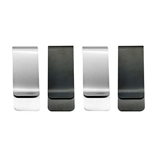 Geldklammer, Edelstahl Geldscheinklammer, Herren Metall Geldklammer, Schlanke Geldklammern, Kreditkartenklemme Notizclip Rechnung Clip für Männer Frauen, Schwarze und Silber Geldclip, 4 Stück