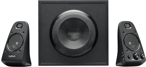 Logitech 980-000403 Lautsprechersystem mit Subwoofer, THX Audio zertifiziert, 400 Watt Spitzenleistung, starke Bässe, Multi-Geräte PC / PS4 / Xbox / TV / Handy / Tablet, Schwarz, 3,5 mm Eingänge