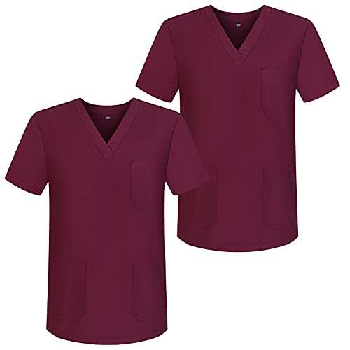 MISEMIYA - Pack*2 - Arbeitskleidung Unisex Spitze Kragen Kurze Medizinische Uniformen Unisex - Ref.817 - Medium, Granat 68