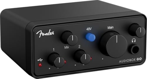 Fender Audiobox Go | Ultrakompakt und Portabel, 2x2, 24-Bit / 96 kHz, USB-C-AufnahmeAudio-Interface. Ideal für Aufnahmen unterwegs oder Desktop-Studios.
