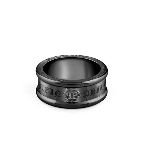 Philipp Plein Herren Ring Edelstahl IP Black Gothic Tag PJTEA06R, Ringgröße:60 (19.1 mm Ø)