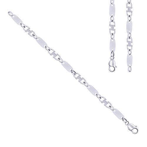 Stella-Jewellery 925er Sterling Silber Plattenkette Armband Breite 12 mm Königs Steigbügelkette Silberarmband 21 cm