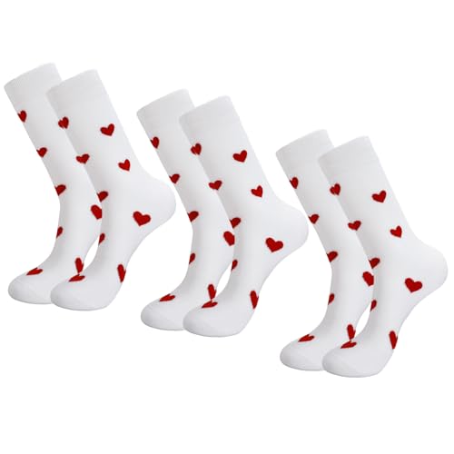 Yamitora 3 Paar Damen Tennis Socken Herz Lustige Socken Baumwoll Tennissocken Damen Lustige Geschenke für Beste Freundin Lieblingsmensch Partner Valentinstag Jahrestag