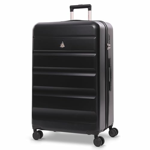 Aerolite Koffer Groß 77cm 100L Leicht Hartschale ABS 4 Rollen Spinner Reisekoffer Trolley L Größe mit TSA Zahlenschloss für Aufgabegepäck (Schwarz)