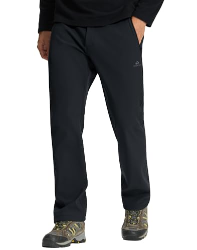 Pioneer Camp Thermohose Herren Winter Softshellhose Gefüttert Warm Wasserdicht Winddicht Outdoorhose mit Elastischem Bund(Black;L)