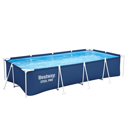 Bestway Steel Pro Frame Pool ohne Pumpe 400 x 211 x 81 cm , dunkelblau, eckig, Blau