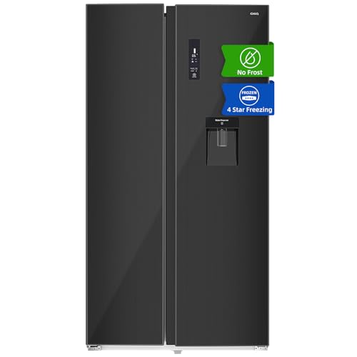 CHIQ Side By Side Kühlschrank 559L,Inverter Kompressor und No Frost Technologie,5,5 L Wasserspender,Sehr leise 39 db, LED Display,12 Jahre Garantie für den Kompressor,177 cm hoch, 91.2 cm breit
