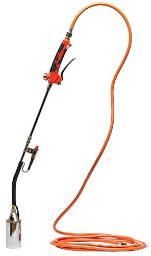 ROTHENBERGER Industrial 2teiliger Anwärmbrenner ECO Piezo inkl. 5 m Propangasschlauch & Piezo-Zündung | Unkrautvernichter | Brenner | Gasbrenner | Abflammgerät | Dach- und Bitumenbahnen | 1500004926