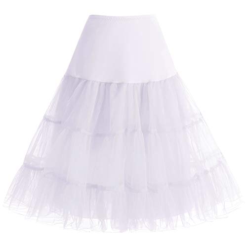 Bbonlinedress 1950 Petticoat Reifrock Unterrock Petticoat Underskirt Crinoline für Rockabilly Sommerkleid Damen White S