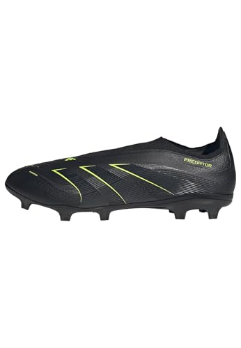 adidas Unisex Predator League Laceless Firm Ground/Multi Ground Football Boots, Core Black/Carbon/Lucid Lemon, 44 2/3 EU