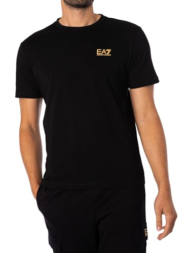 EA7 Herren Brust-Logo T-Shirt, Black/White, L