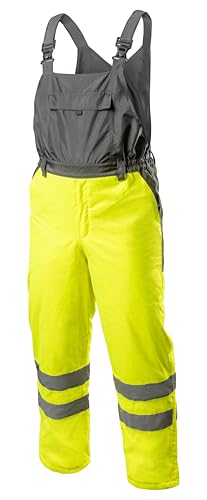 HÖGERT Technik AICH Warnschutz Latzhose Winter Herren – Wasserdicht, Gefüttert, Reflektierend, EN ISO 20471 Klasse 1, 4 Taschen, Gelb, Oxford 300D