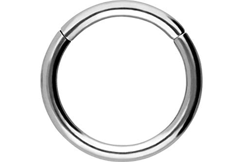PIERCINGLINE Segmentring Clicker Chirurgenstahl Piercing Ring Nase Septum Ohr Helix Tragus Silberfarben 0,8 x 8 mm