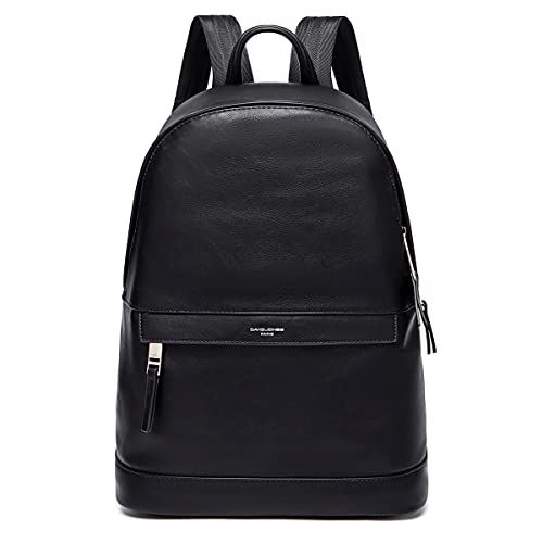 David Jones - Herren Rucksack - Mann Backpack - Kunstleder Laptoptasche 13 Zoll PC - Daypack Schultasche Alltag Arbeit Büro Schule - Multifunktional Stadttasche Elegant Schwarz