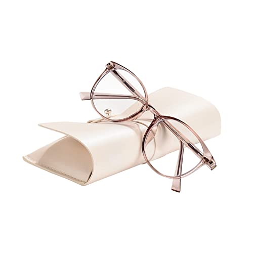 FONHCOO Blaulichtfilter Brille Damen TR90 Blaulichtbrille ohne Sehstärke, Superleichte Anti-Müdigkeit Computerbrille Gaming Schutzbrille (Durchsichtig Hellbraun)