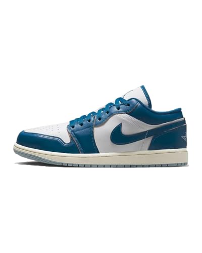 Herren Air Jordan 1 Halbschuhe, Weiß/Blaugrau/Segel/Industrieblau, 44.5 EU
