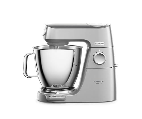 Kenwood Küchenmaschine Titanium Chef Baker XL KVL85.224SI, Küchenmaschine mit Waage, 7L & 5L Edelstahlschüssel, inkl. 6-teiligem Patisserie-Set, Mixaufsatz & Fleischwolf, 1200W, Silber