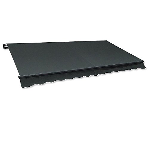 Jawoll Markise, Gelenkarmmarkise 200x150 cm, Markisenstoff anthrazit (Profilfarbe: Anthrazit), Sonnenschutz mit Markisenkrubel, Schattenspender, Sonnensegel, UV- beständig & Wasserabweisend