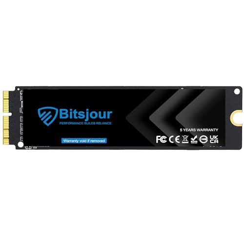 Bitsjour 1TB Interne SSD Festplatte Upgrade für MacBook Air A1465 A1466(2013-2015,2017), MacBook Pro Retina A1398 A1502(2013-2015), Originale Schnittstelle M.2 NVMe PCIe 3.0, mac OS vorinstalliert