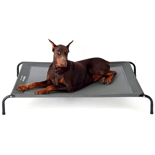 BEDSURE Hundeliege Outdoor Grosse Hunde - Hundeliege grau in und Outdoor Garten, für draußen Camping erhöhtes Hundebett, Größe in L 124x80 cm, höhe in 20 cm