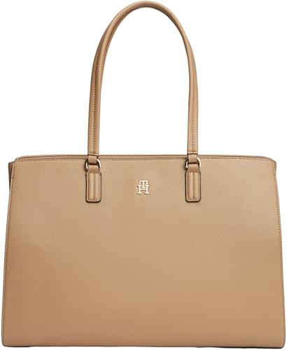 Tommy Hilfiger Damen Th Daily Tote Aw0aw18380 Tragetasche, Khaki (Safari Canvas)
