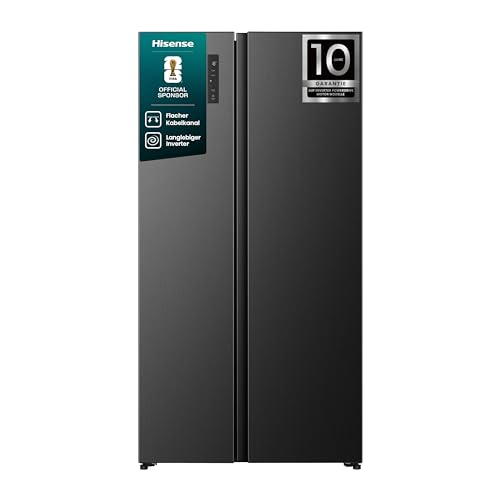 Hisense RS3P558NEFE Kühl-Gefrierkombination/Freistehend/ 544L Gesamtvolumen/ 39dB/ EEK: E/Total No Frost/SuperCool/Big Box/Temperatur Sensor/XXL Türfach/(BxHxT): 91,1 × 178,6 × 61,5 cm/Schwarz