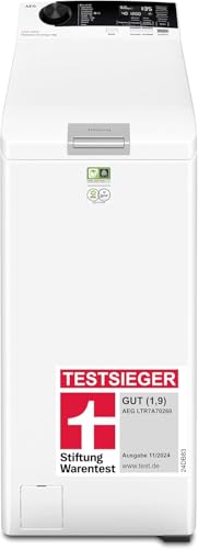 AEG Waschmaschine Toplader, 40 cm, Testsieger Stiftung Warentest, 6 kg, Serie 7000 ProSteam-Dampf-Programm – Weniger Bügeln & mehr Frische, Mengenautomatik, Inverter Motor, 1200 U/min, LTR7A70260