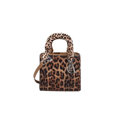 CORIOS Handtasche mit Leopardenmuster Damen PU-Leder Schultertasche Wasserdicht Umhängetaschen Mode Messenger-Tasche Henkeltasche Elegant Tote Beutel Tragetasche Henkeltaschen Khaki S