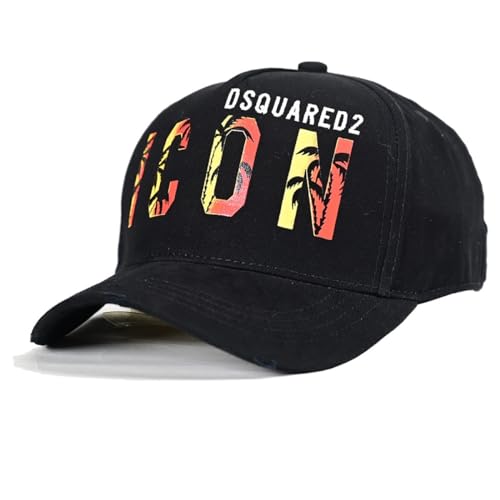 DSQUAREDS Icons Herren-Baseballkappe, klassisch, sportlich, lässig, Sommermütze, bedruckt, klassische Snapback-Mütze, Schwarz , Einheitsgröße