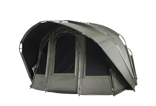 MK-Angelsport Fort Knox 2 Mann Angelzelt Dark Night 2.0 – Wasserdichtes Karpfenzelt | Sturmresistentes und abgedunkeltes Bivvy für Profi-Angler mit optimaler Belüftung durch Moskitonetze