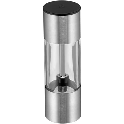WMF Mini Gewürzmühle klein 11 cm unbefüllt, Cromargan Edelstahl, Grinder, Glas, Keramikmahlwerk, Salzmühle, Pfeffermühle