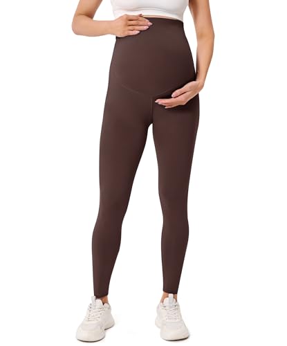 BAYDI Creamlush Damen Schwangerschaftsleggings mit Verstellbarer Bauchstütze Weiche High Waist Umstandsleggings Blickdichte Umstandshose Bequem für Yoga Freizeit Schlafanzug