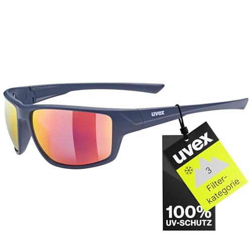 Uvex sportstyle 230 - Sportbrille für Damen und Herren - starker Schutz vor Sonnenstrahlung - 100% UVA-, B, C Schutz - blue matt/mirror red - one size