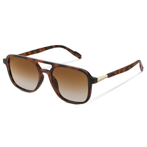wearPro Sonnenbrille-Damen-polarisiert-Herren-UV400-Unisex-Sonnenbrillen-Trendy-Rechteckige-Retro-Klassisch-Groß-Ultraleicht-Vintage FüR Frauen-Autofahren Und Camping Leomuster Teebr